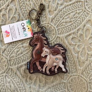Chala key chain with zippered back coin pocket.